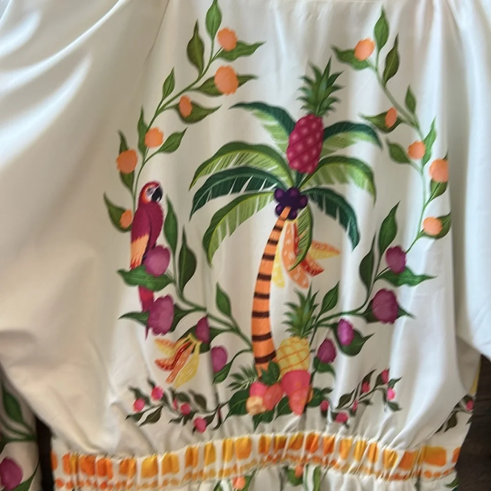 NWOT Sunday Up Yellow Green Dolce Vita Italy Lemon Printed Abstract Dress Small - Picture 7 of 9